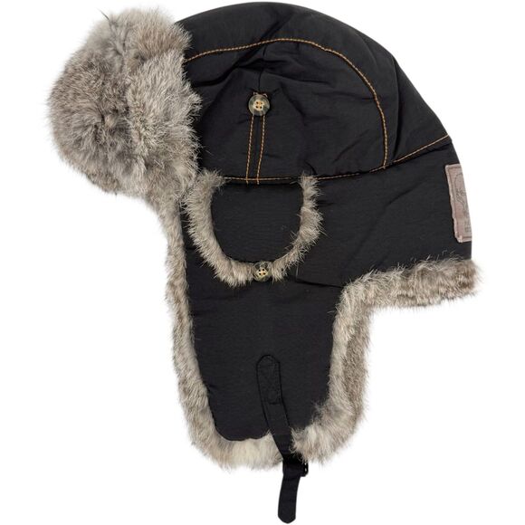 Mad Bomber Supplex Insulated Bomber Hat Gray Rabbit Fur Black XL - Picture 2 of 11
